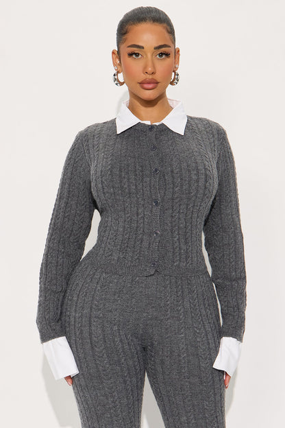 Prep Agenda Sweater Pant Set - Charcoal