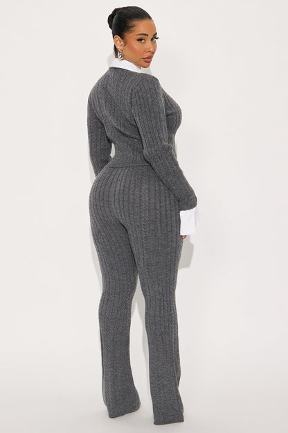 Prep Agenda Sweater Pant Set - Charcoal