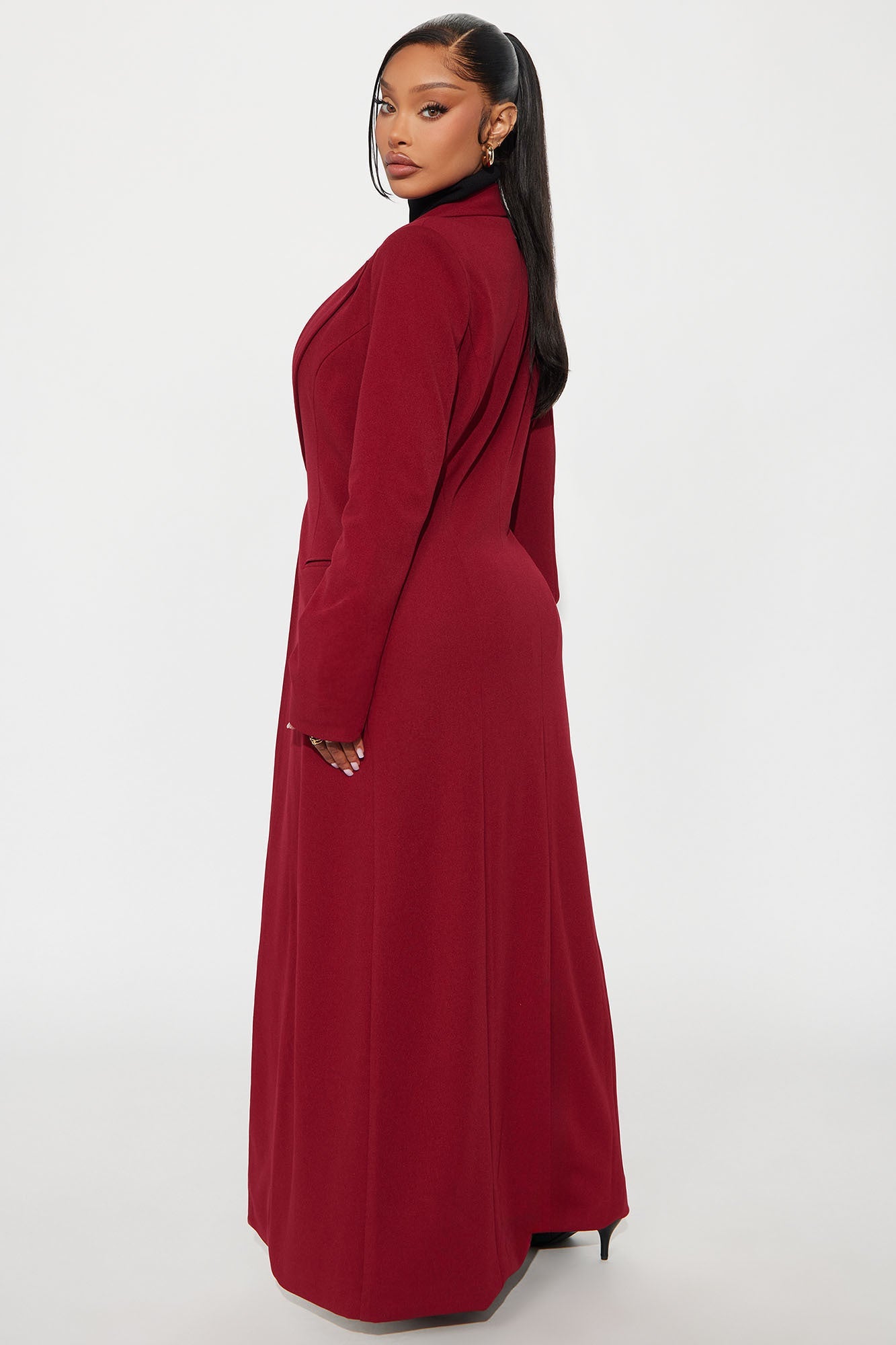 Feeling Regal Crepe Coat - Wine
