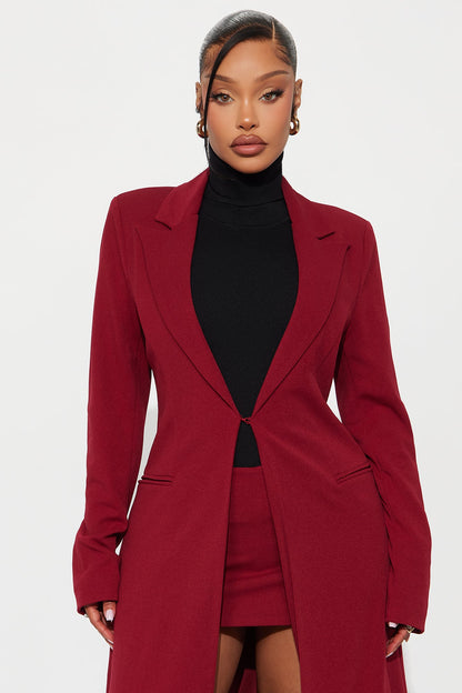 Feeling Regal Crepe Coat - Wine