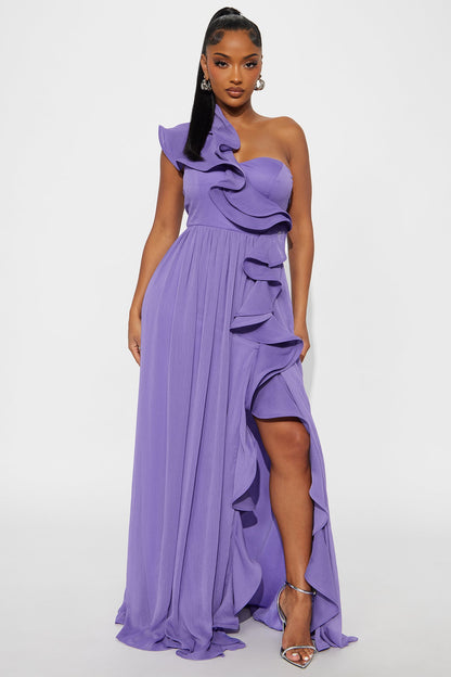 Soft Spoken Ruffle Maxi Gown - Lavender