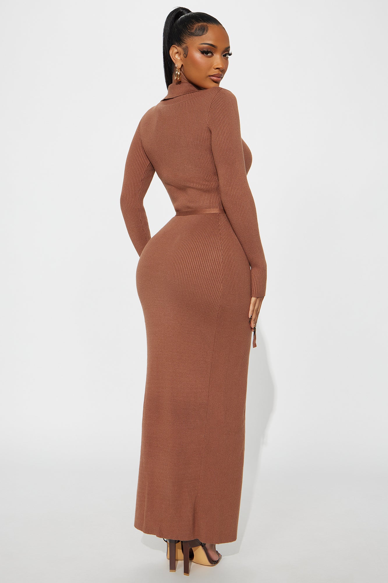 Peyton Sweater Wrap Maxi Dress - Mocha