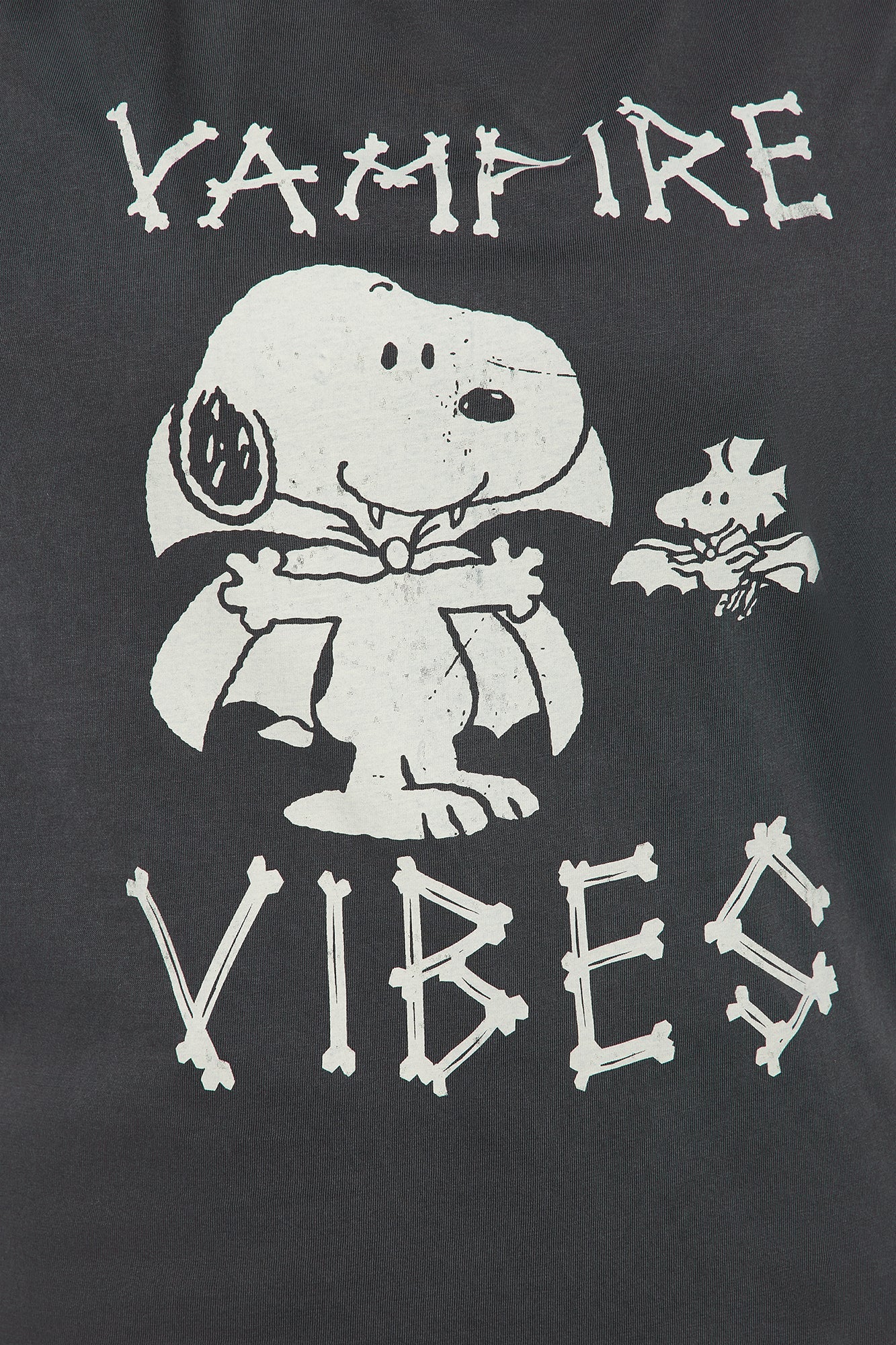 Peanuts &amp; Snoopy Vampire Goth Tee - Black Wash