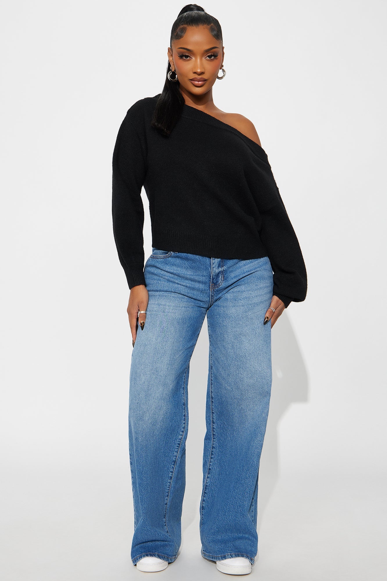 Dany Off Shoulder Sweater - Black