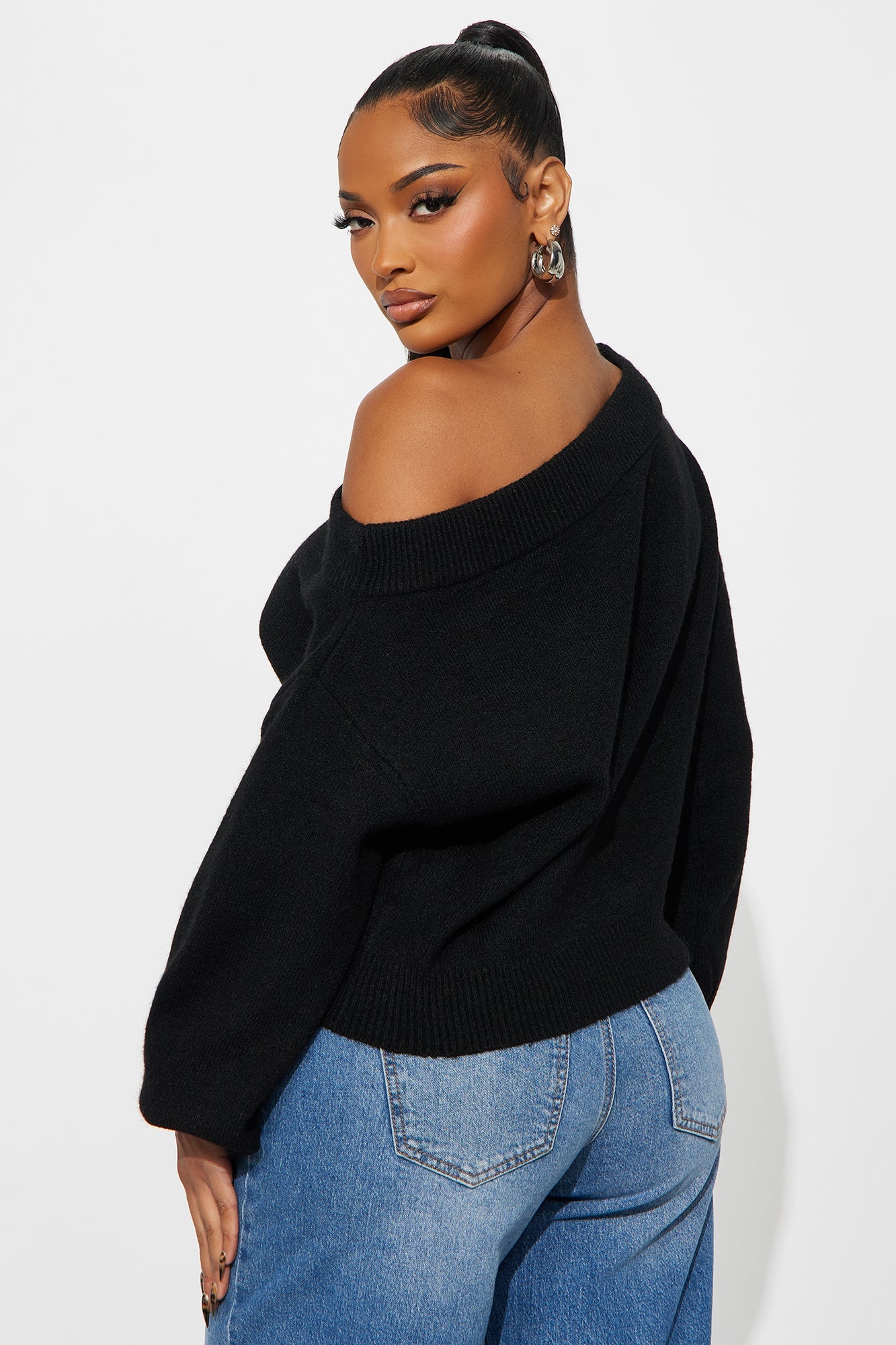 Dany Off Shoulder Sweater - Black