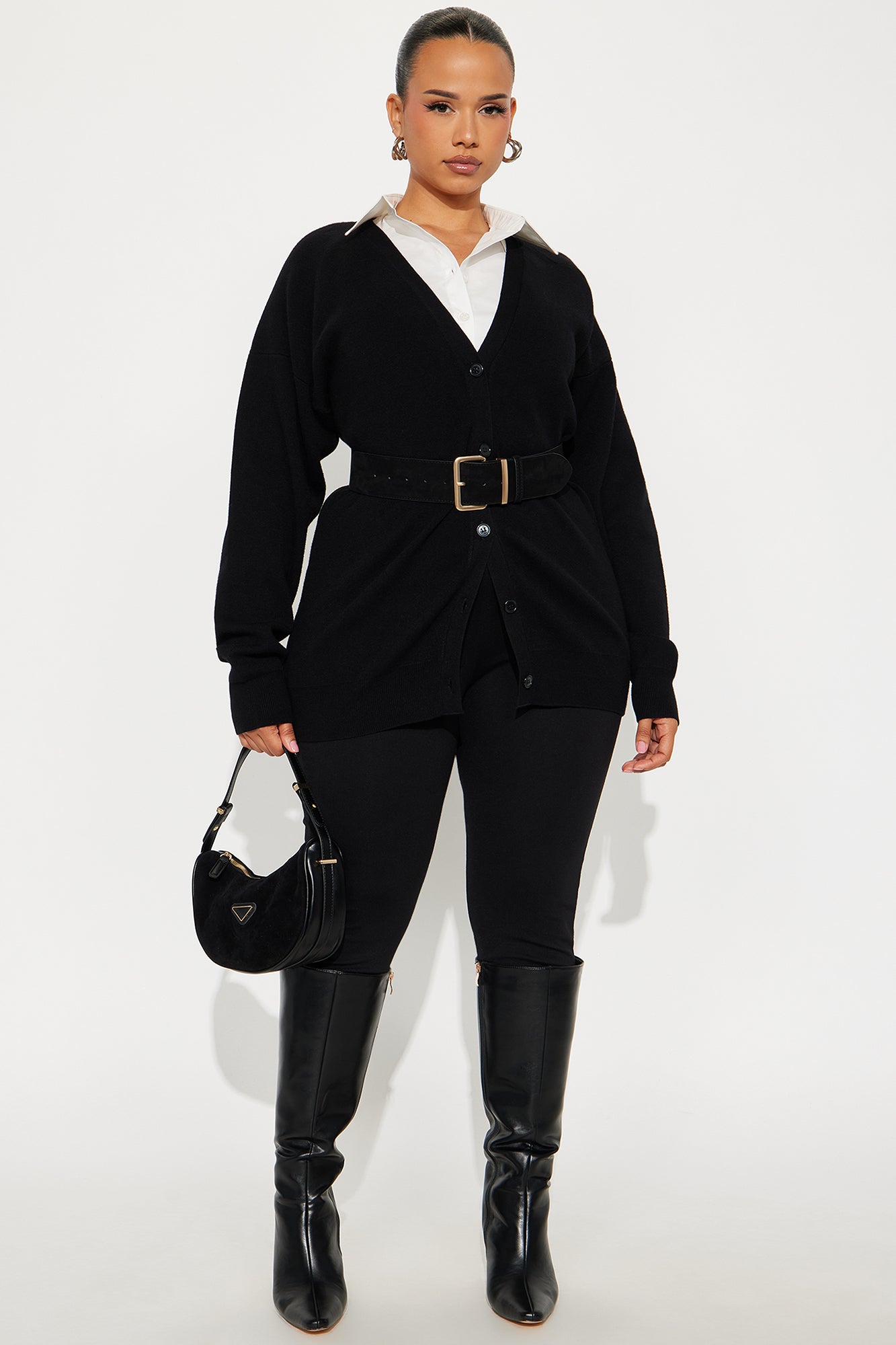 Work It Out 2 Piece Sweater Set - Black/White
