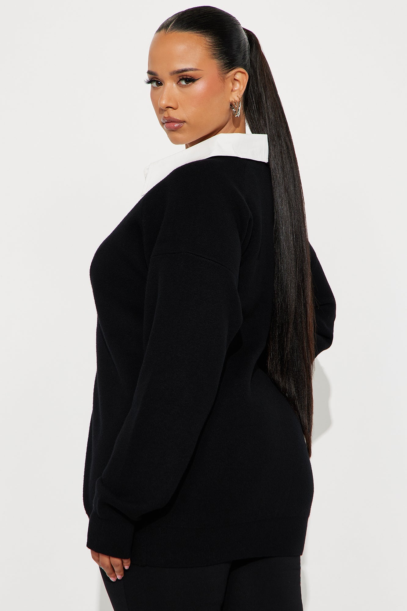 Work It Out 2 Piece Sweater Set - Black/White
