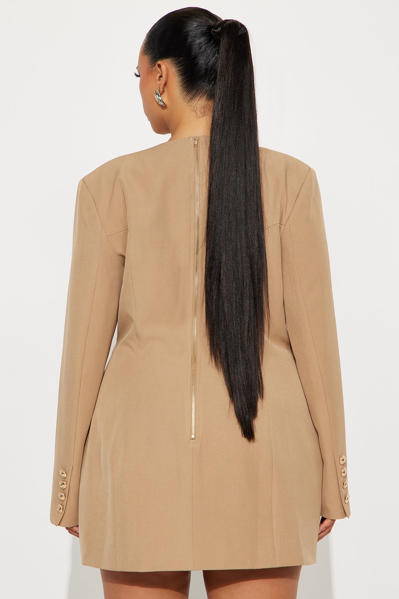 Subtle Control Blazer Mini Dress - Mocha