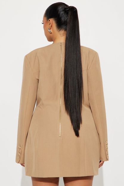 Subtle Control Blazer Mini Dress - Mocha