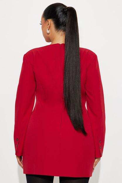 To The Point Tailored Mini Dress - Red
