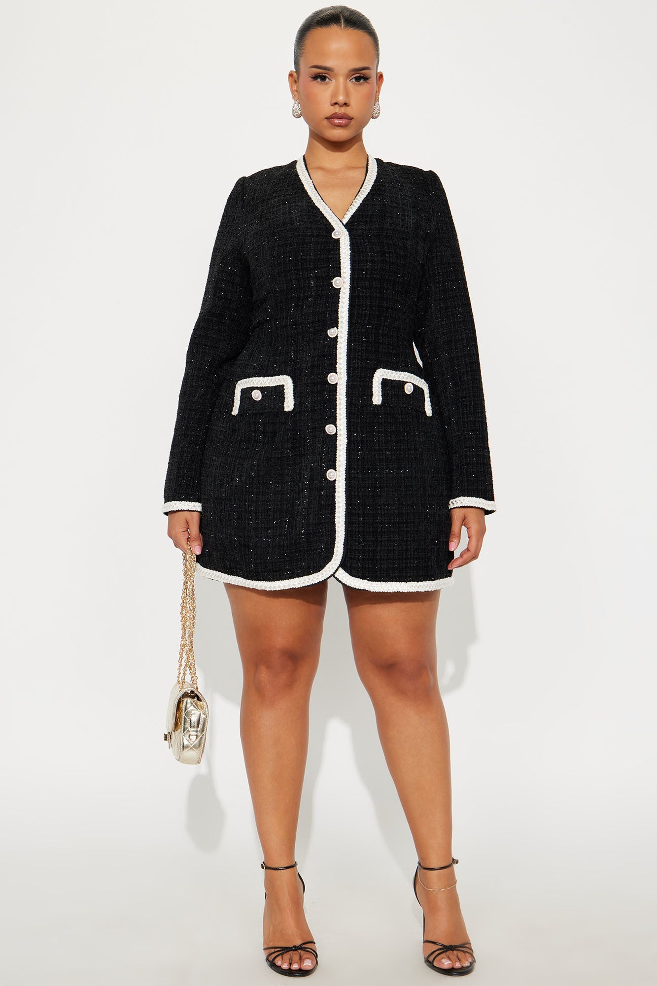 Clemence Tweed Mini Dress - Black/combo