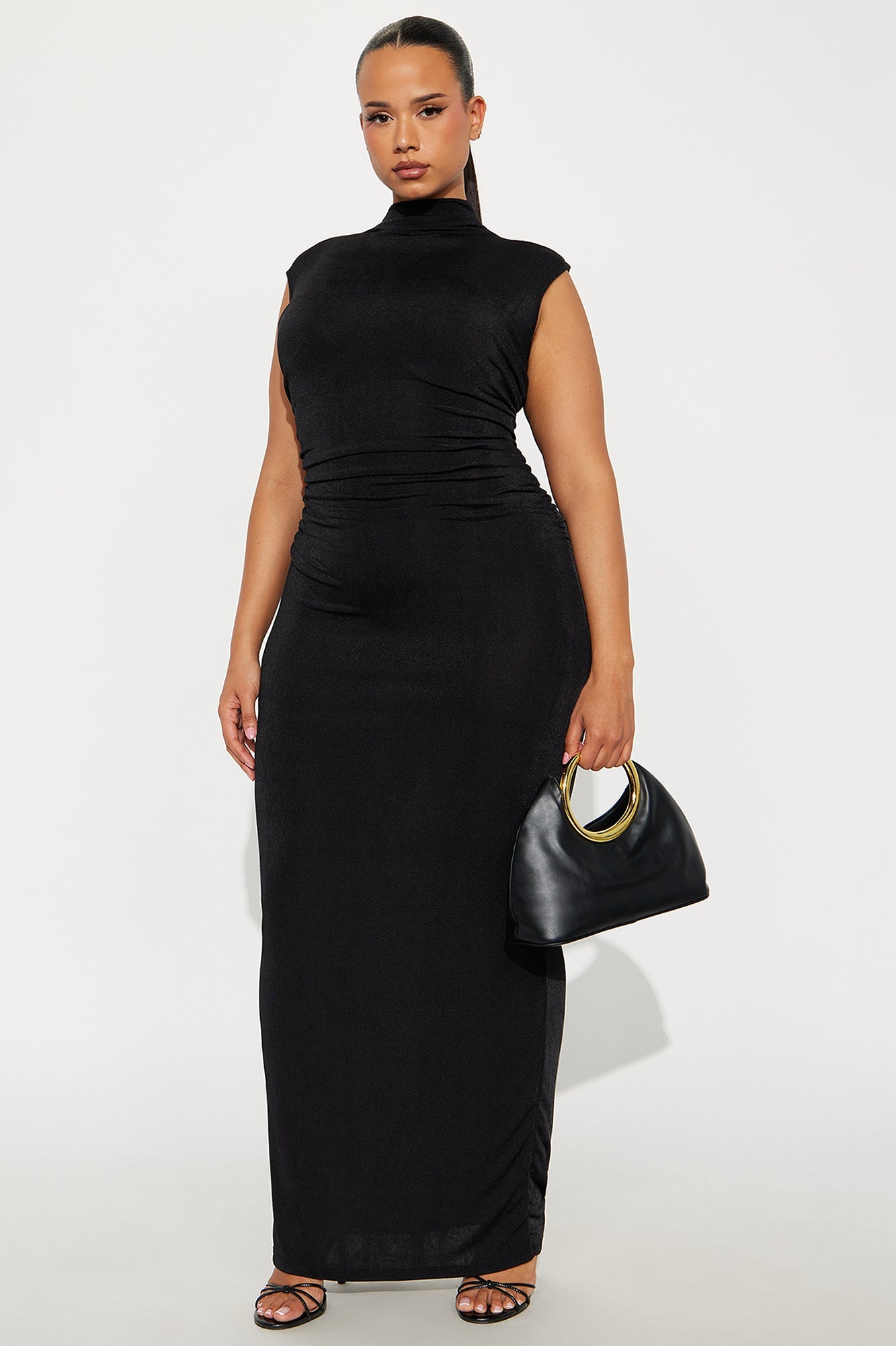 Ella Mock Neck Maxi Dress - Black