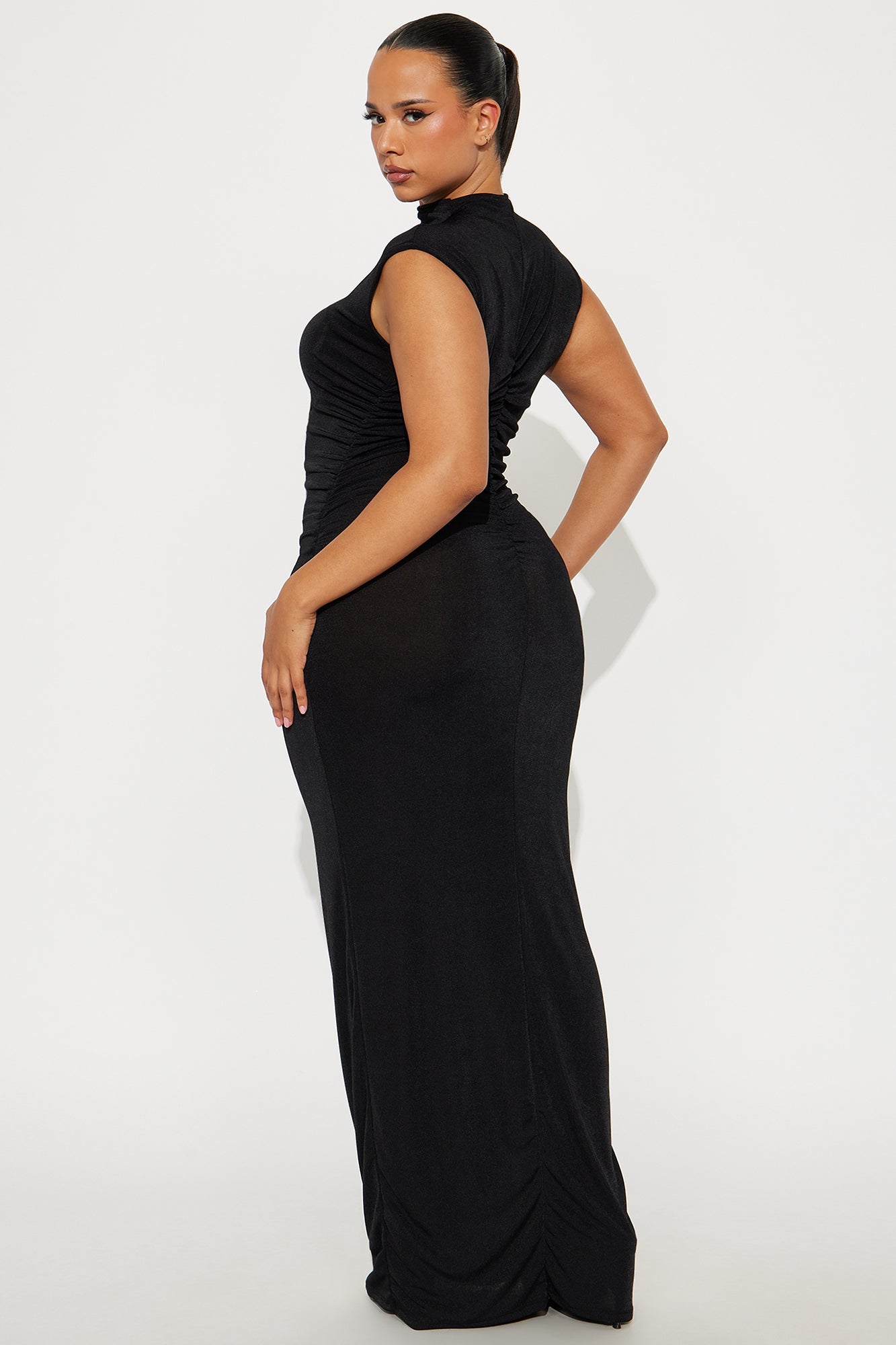 Ella Mock Neck Maxi Dress - Black