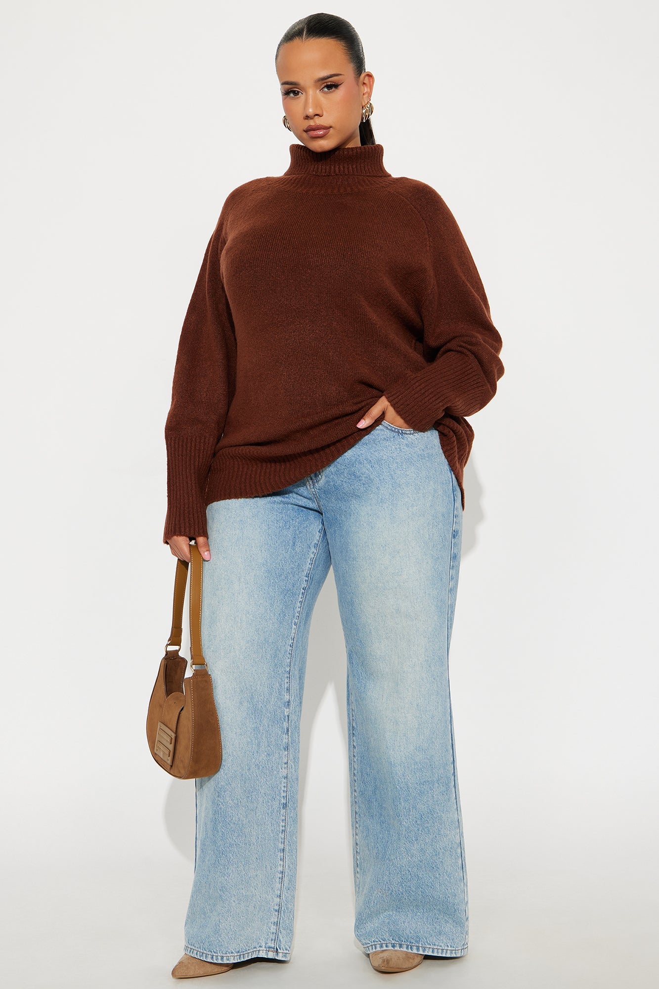 Head In The Clouds Turtle Neck Sweater - Chestnut