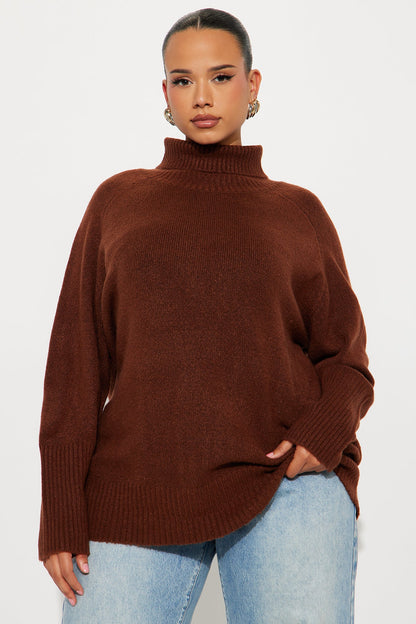 Head In The Clouds Turtle Neck Sweater - Chestnut