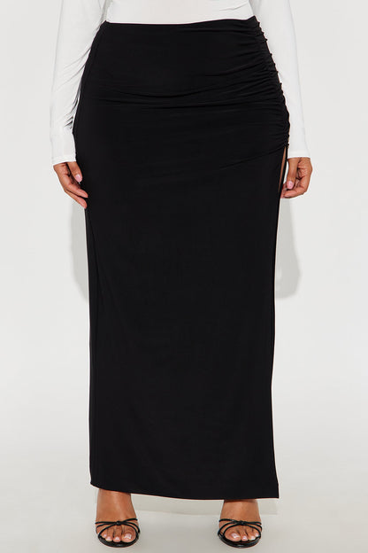 Hard To Handle High Slit Maxi Skirt - Black