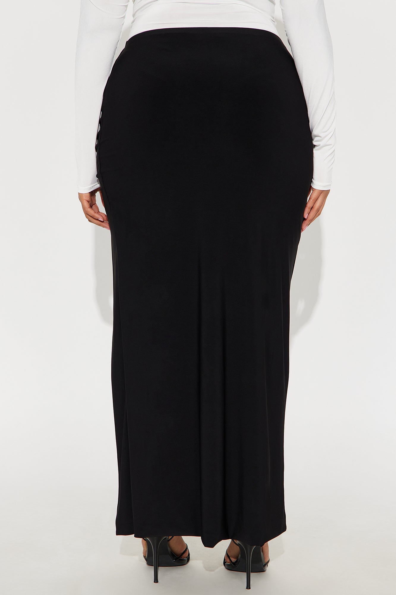 Hard To Handle High Slit Maxi Skirt - Black