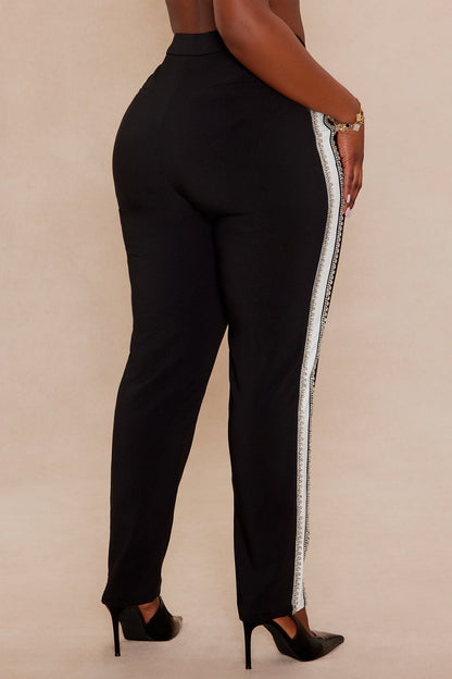 Riannon Rhinestone Embellished Pant - Black/White