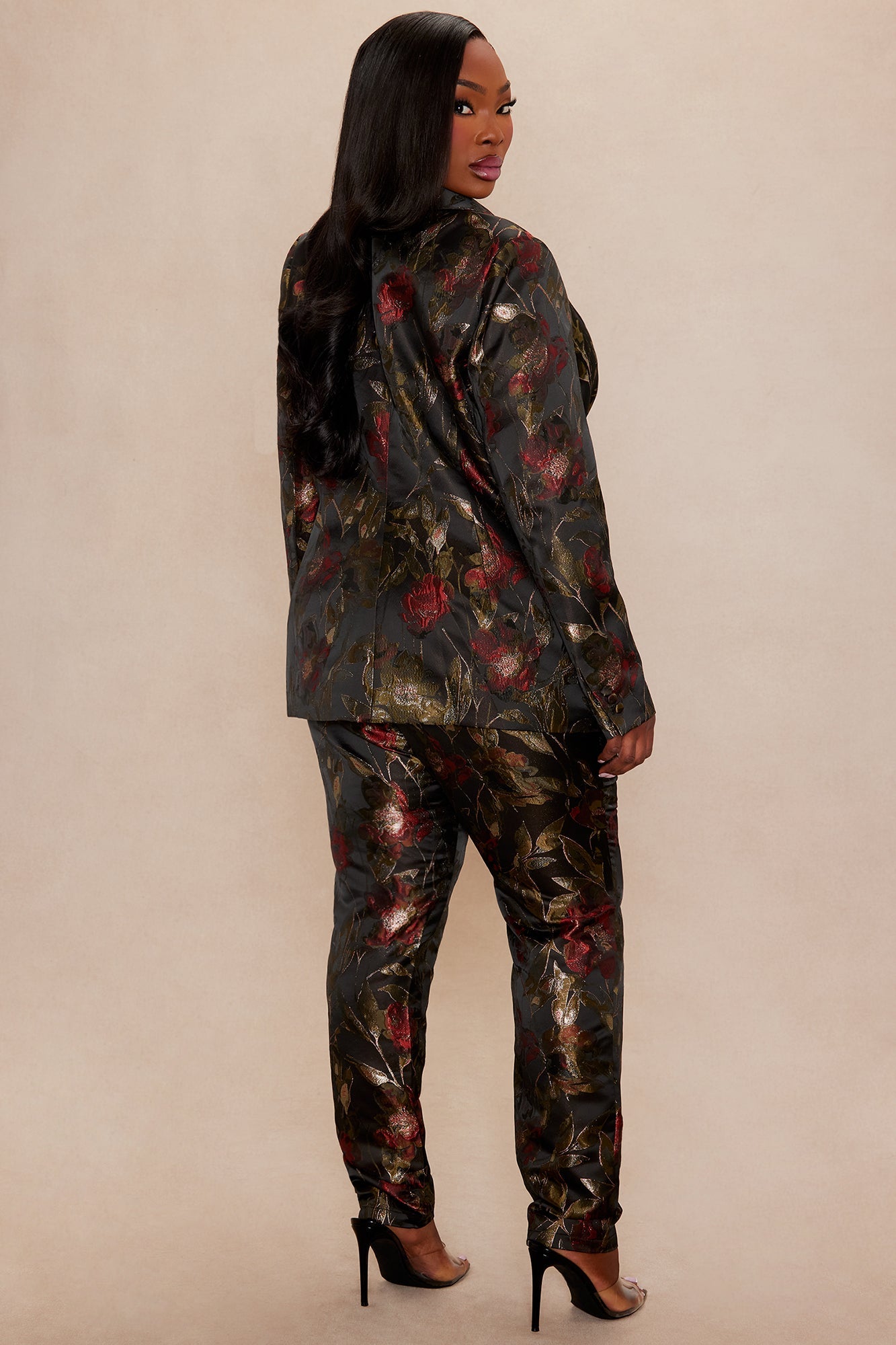 Charlotte Jacquard Blazer Pant Set - Black/combo