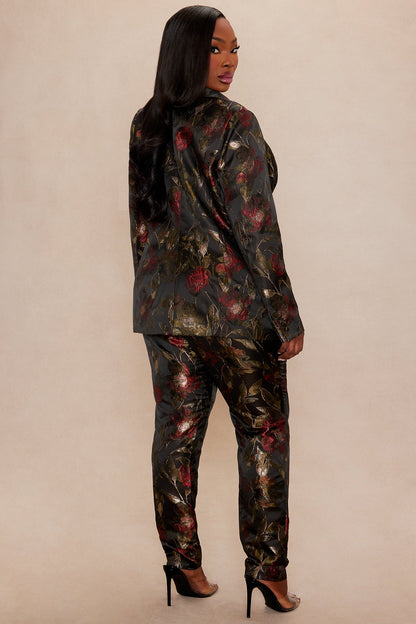 Charlotte Jacquard Blazer Pant Set - Black/combo