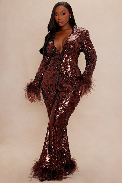 Dania Sequin Feather Blazer - Bronze