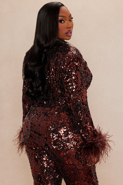 Dania Sequin Feather Blazer - Bronze