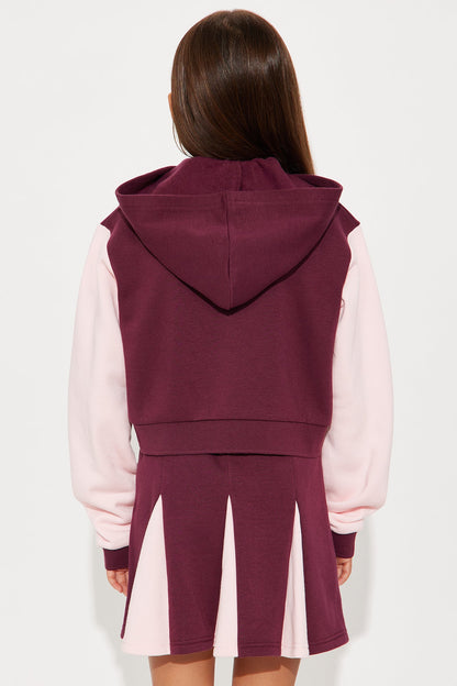 Mini Cheering You On Pleated Skort Set - Burgundy/combo