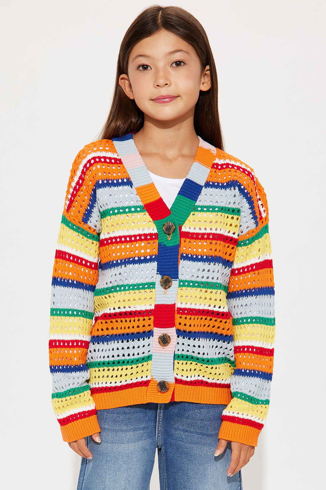 Mini Standing Out Crochet Cardigan - Multi Color