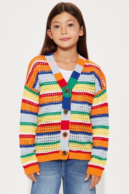 Mini Standing Out Crochet Cardigan - Multi Color