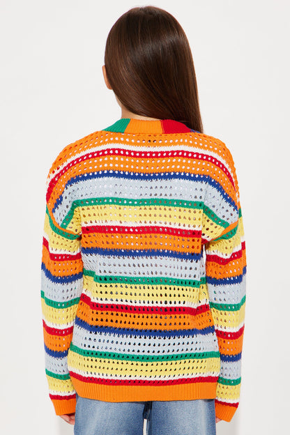 Mini Standing Out Crochet Cardigan - Multi Color