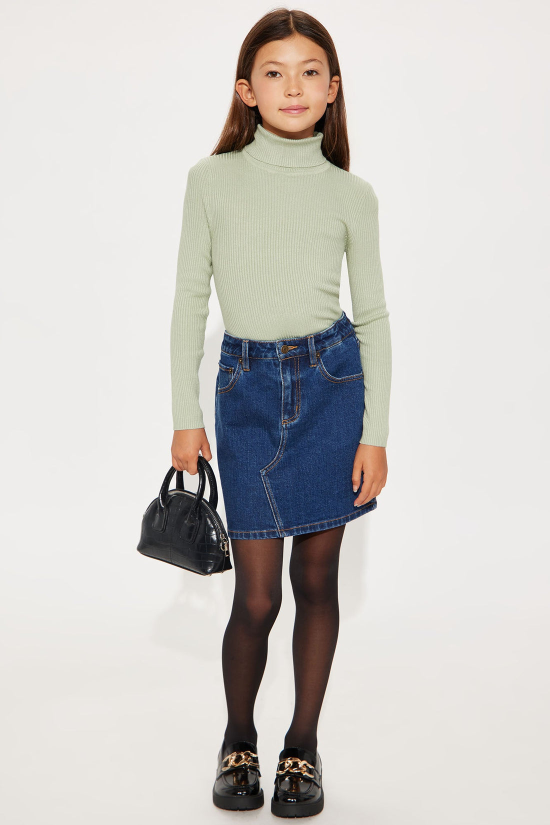 Mini Tara Turtle Neck Sweater - Sage