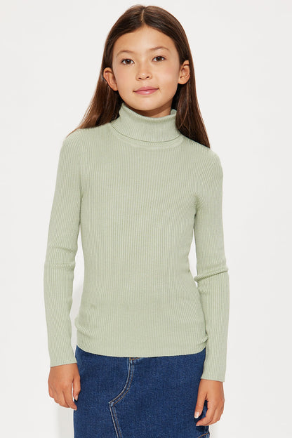 Mini Tara Turtle Neck Sweater - Sage