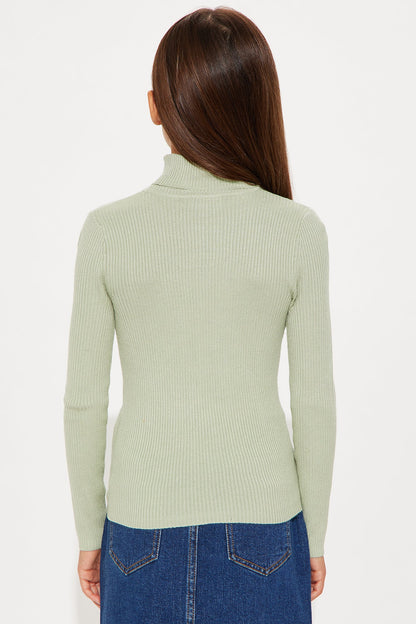 Mini Tara Turtle Neck Sweater - Sage