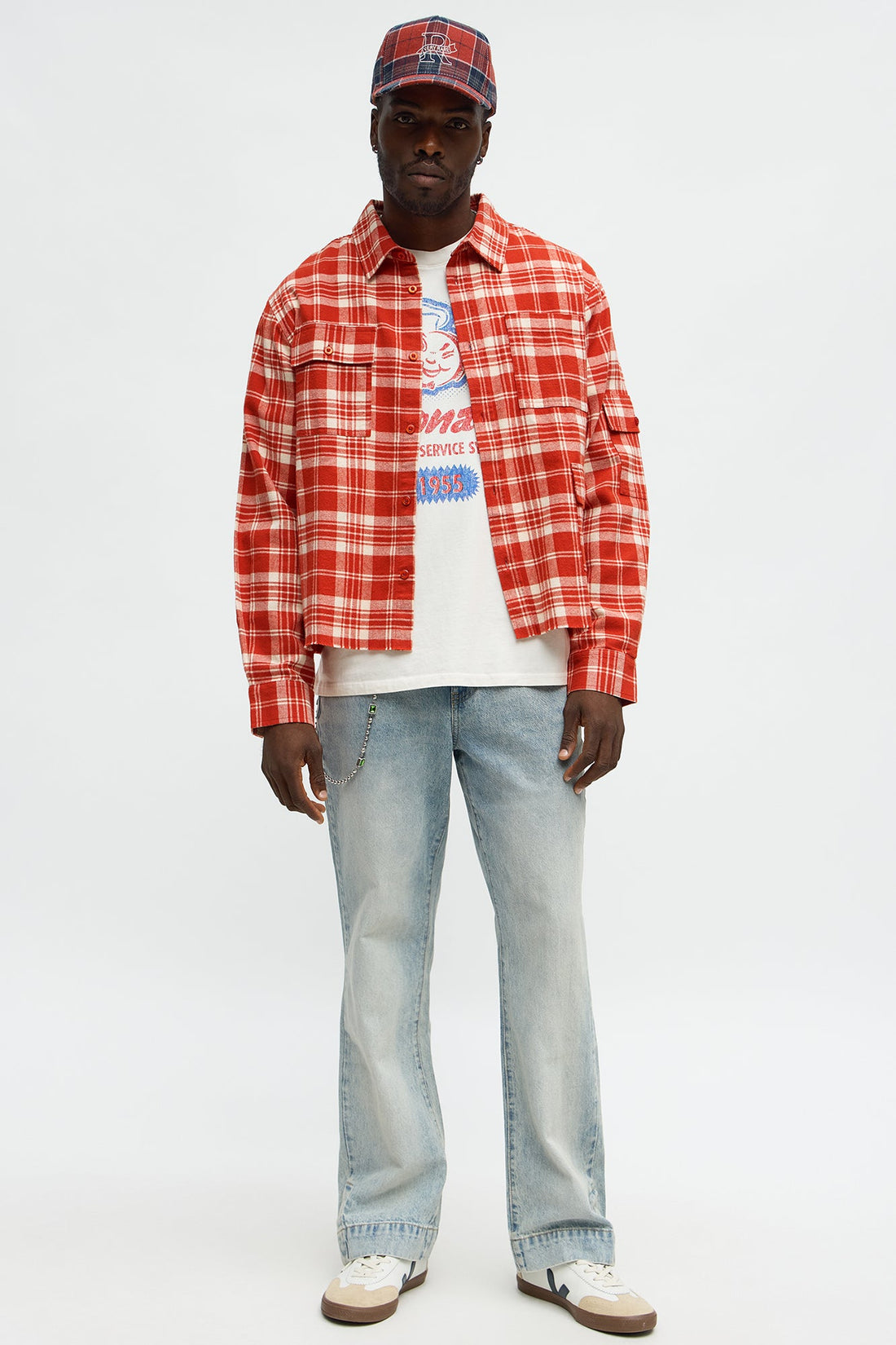 Straight Flare Snapped In Jean - Vintage Blue Wash