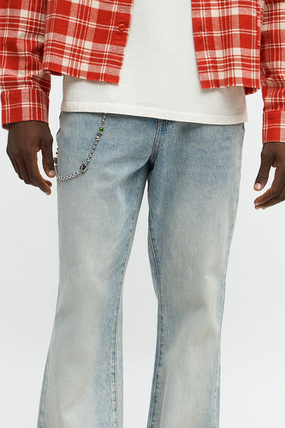 Straight Flare Snapped In Jean - Vintage Blue Wash