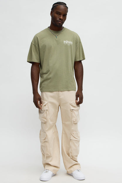 Just Paradise Oversized Short Sleeve Tee - Olive
