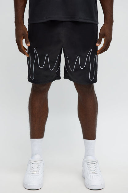 Relaxed Flame Piping Short - Black