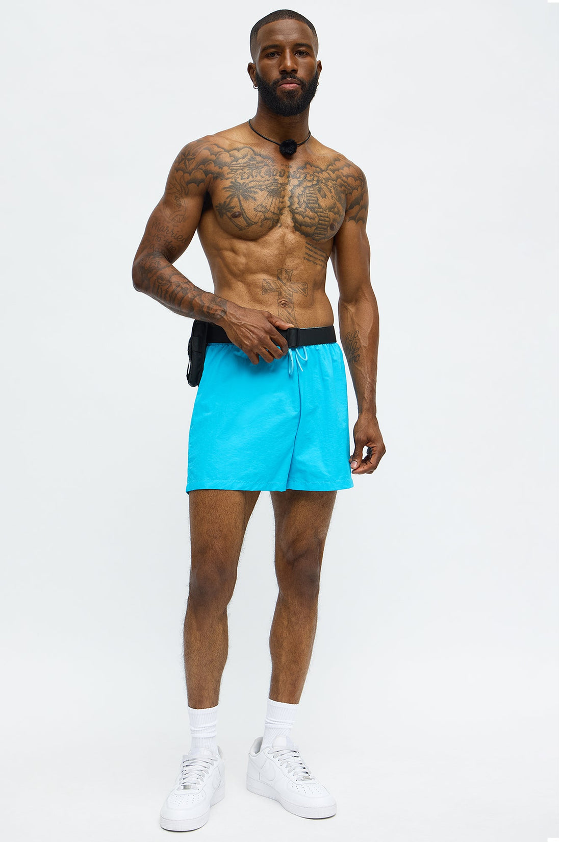 Male Villa Bombshell 3 Piece Swim Trunk And Mic Halloween Costume - Blue