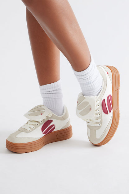 Score Faux Suede Platform Sneakers - White