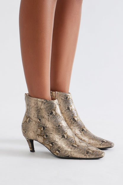 Raj Kitten Heel Booties - Brown/combo