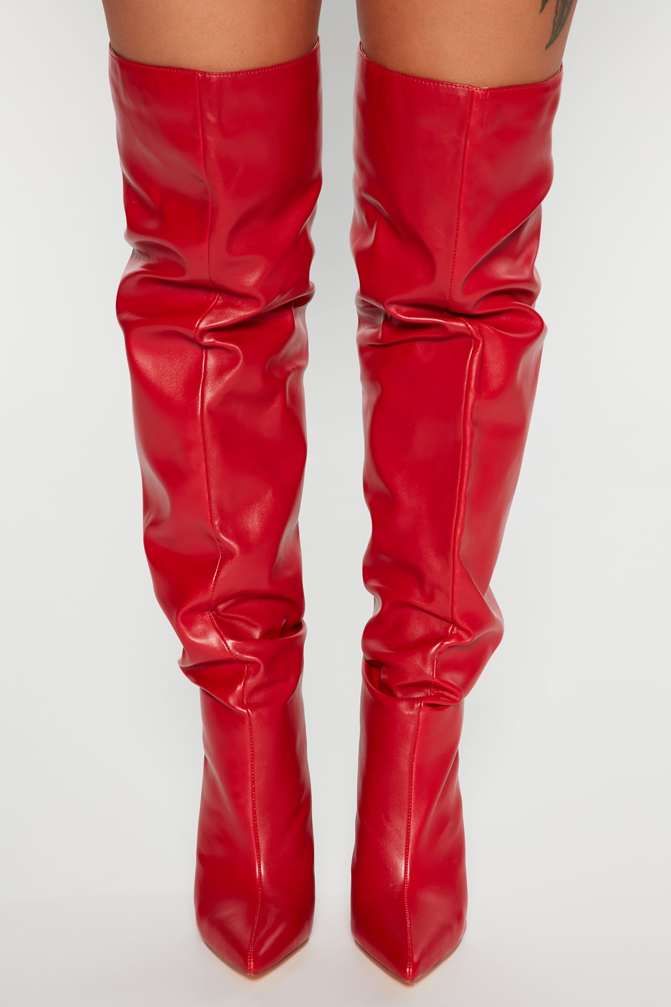 Stay In Touch Over The Knee Boots - Red