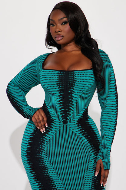 Arianna Sweater Midi Dress - Teal