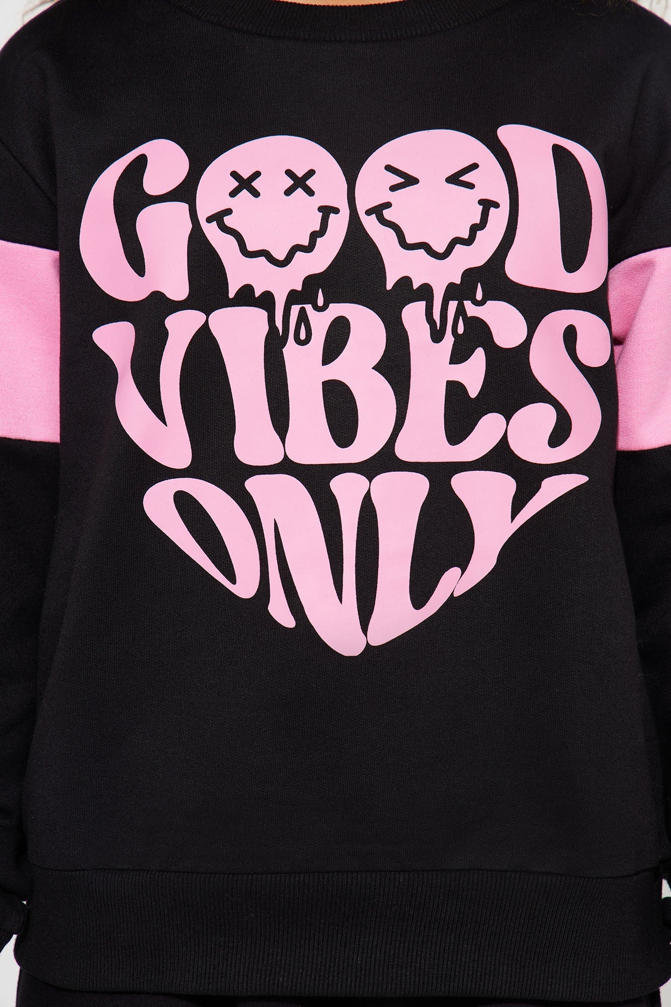 Mini Good Vibes Only French Terry Jogger Set - Black