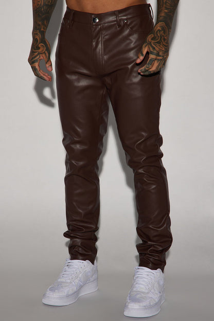 Your Favorite Faux Leather Skinny Pants - Dark Brown