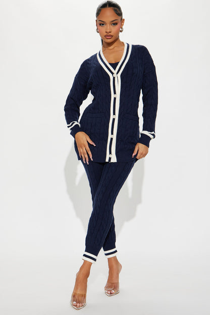 Alessa 3 Piece Sweater Legging Set - Navy