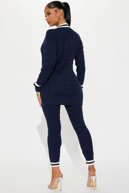 Alessa 3 Piece Sweater Legging Set - Navy
