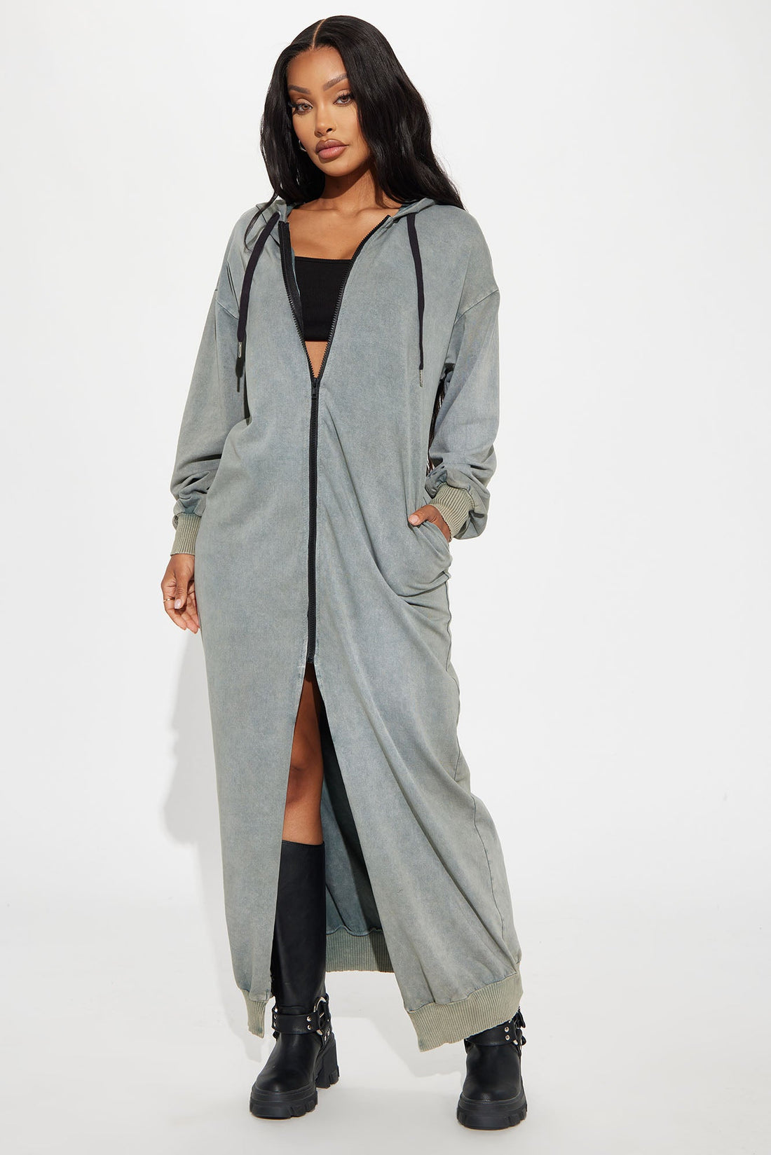 Hannah Hooded Maxi Dress - Green