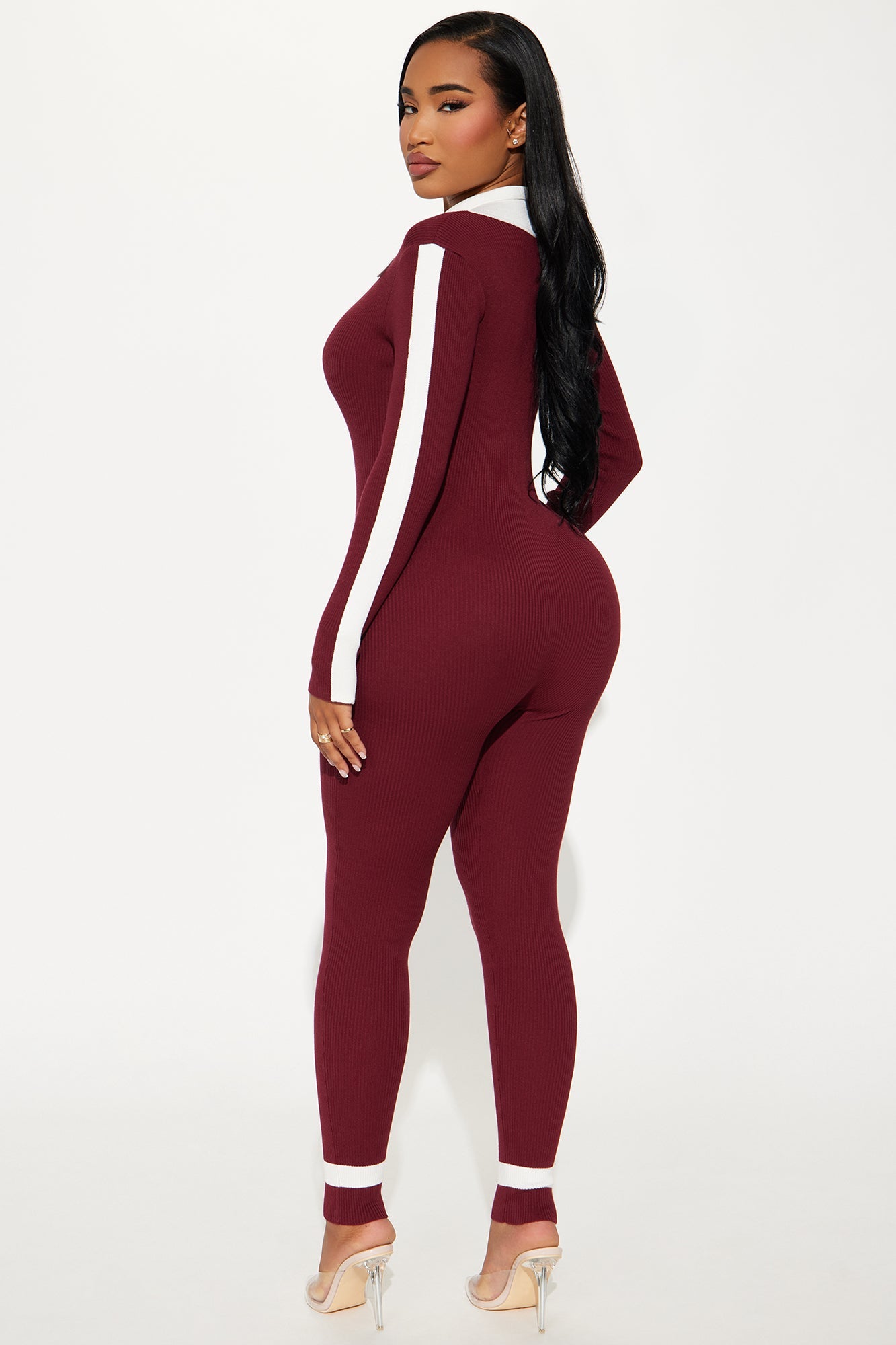 Fall Semester Sweater Jumpsuit - Burgundy
