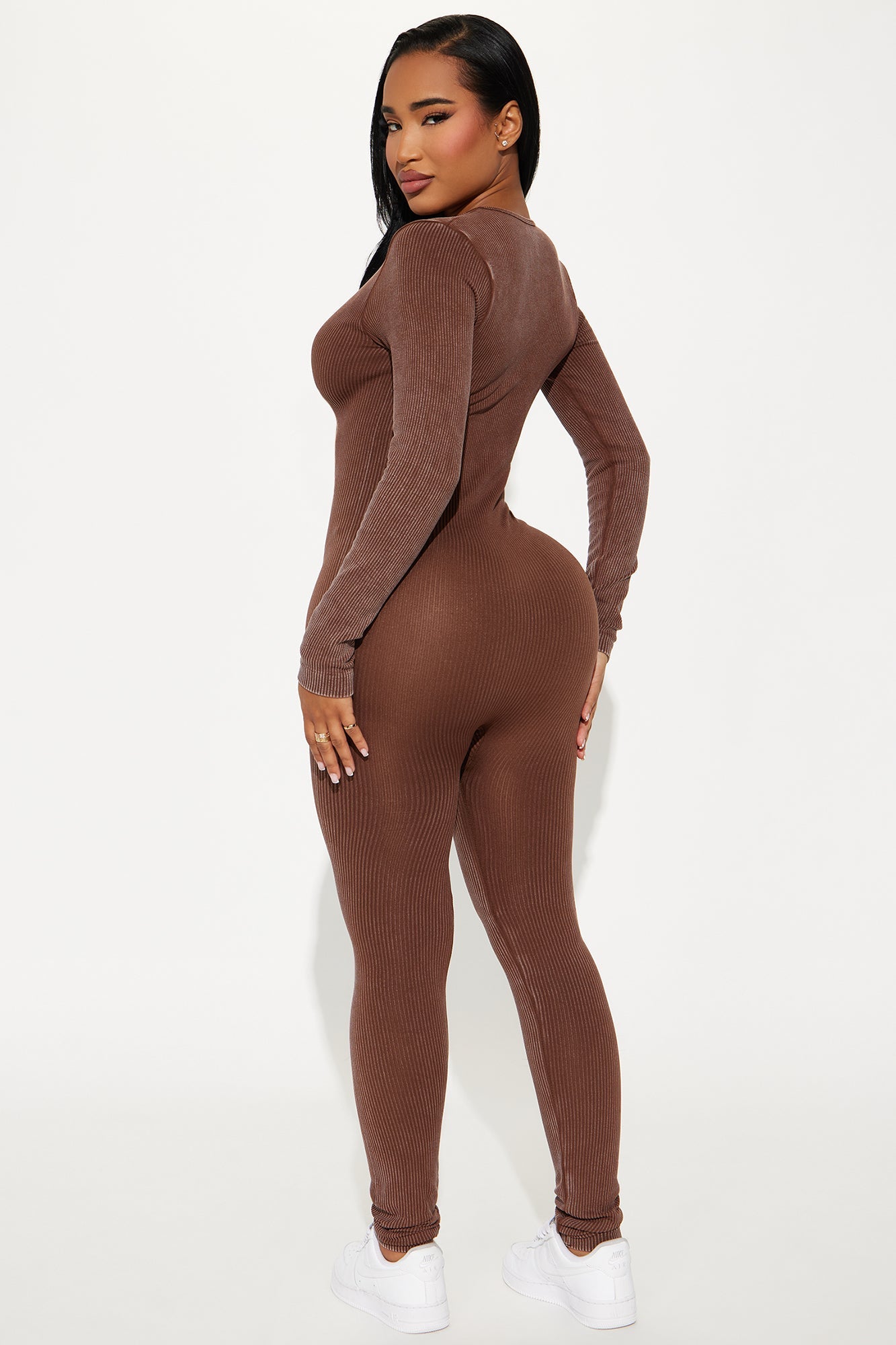 Trista Washed Seamless Jumpsuit - Brown