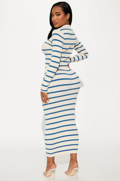 Klarissa Stripped Skirt Set - Blue/combo